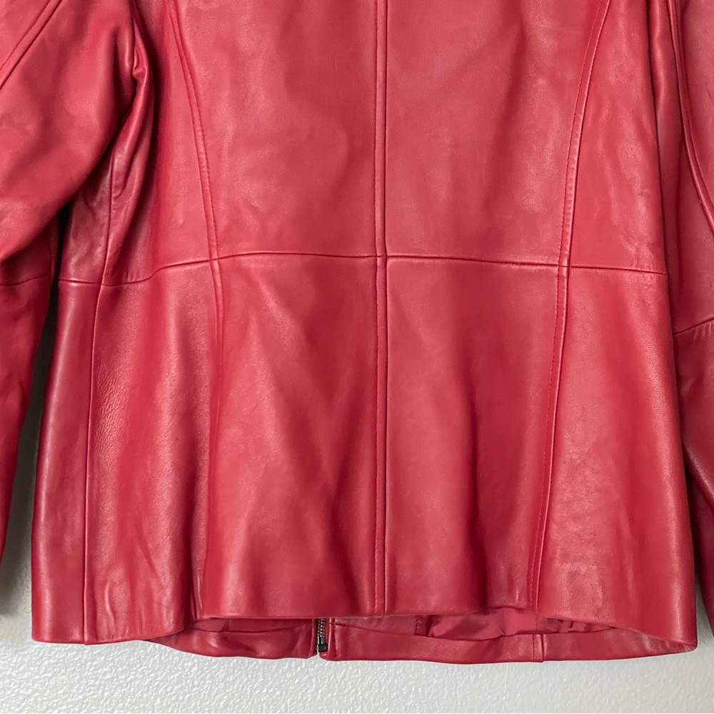 Liz Claiborne Red Leather Jacket Size Medium - Picture 9 of 13